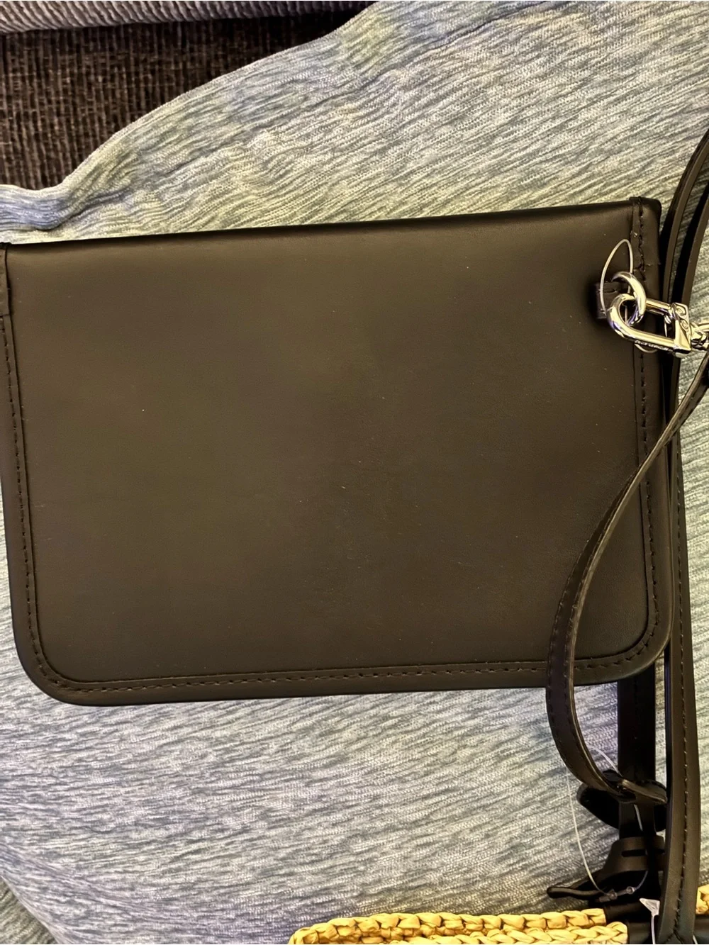 Michael Kors Eliza North/South Natural Woven Tote with Black Leather Pouch NWT
